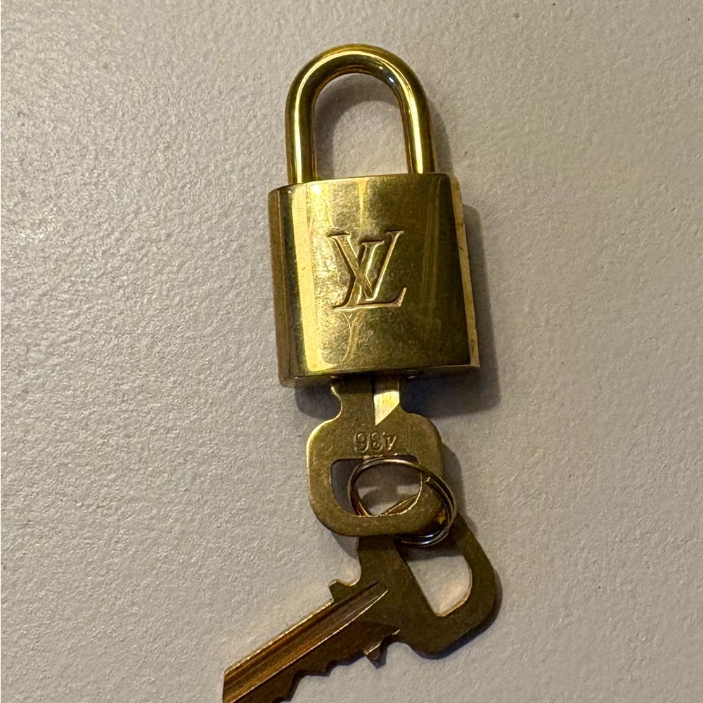 Louis Vuitton Brass Padlock and Key Set